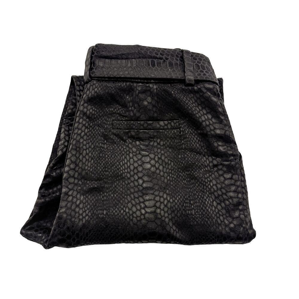 JOA Woven Snakeskin Embossed Belted Pants Black SZ L NWT
